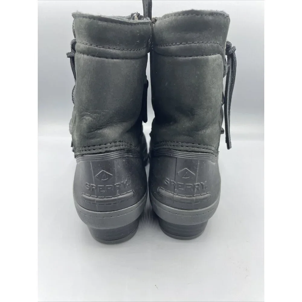 Sperry Top Sider Womens‎ Black Duck Boots Saltwater Leather  Size 9.5